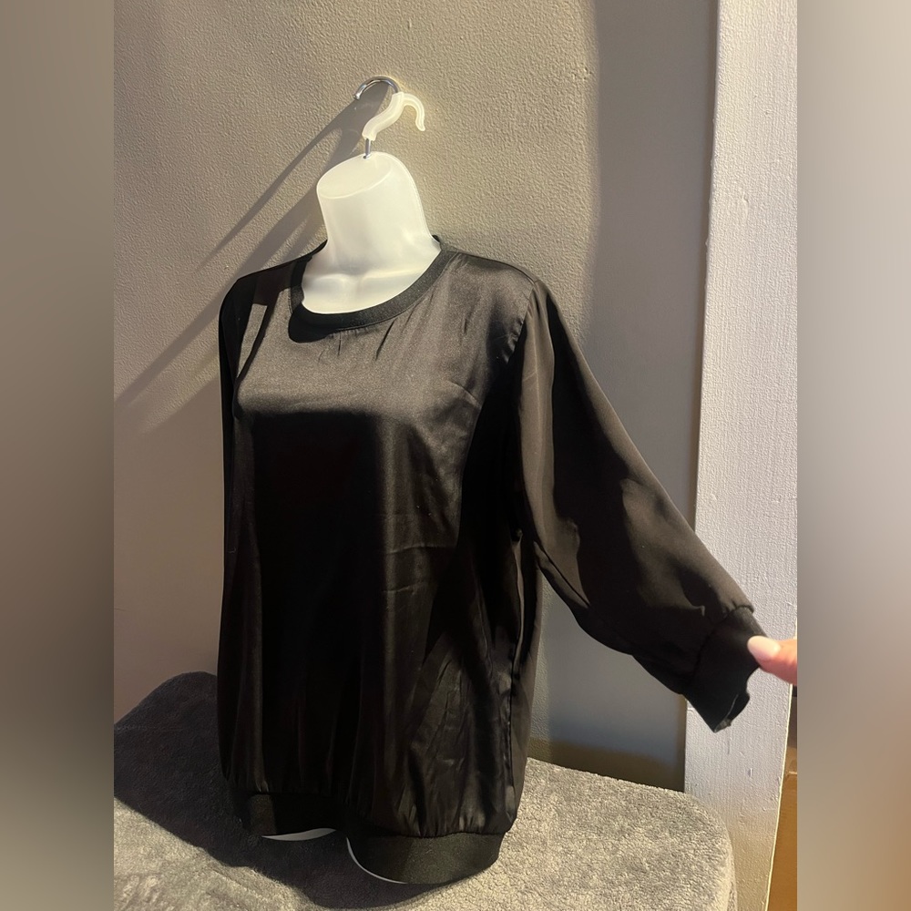 Express Large black Satin and Sheer long sleeve.